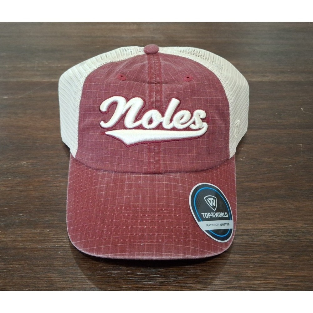 Florida State Seminoles Garnet "Raggs" Mesh Script Snapback Slouch Hat, TOW, New